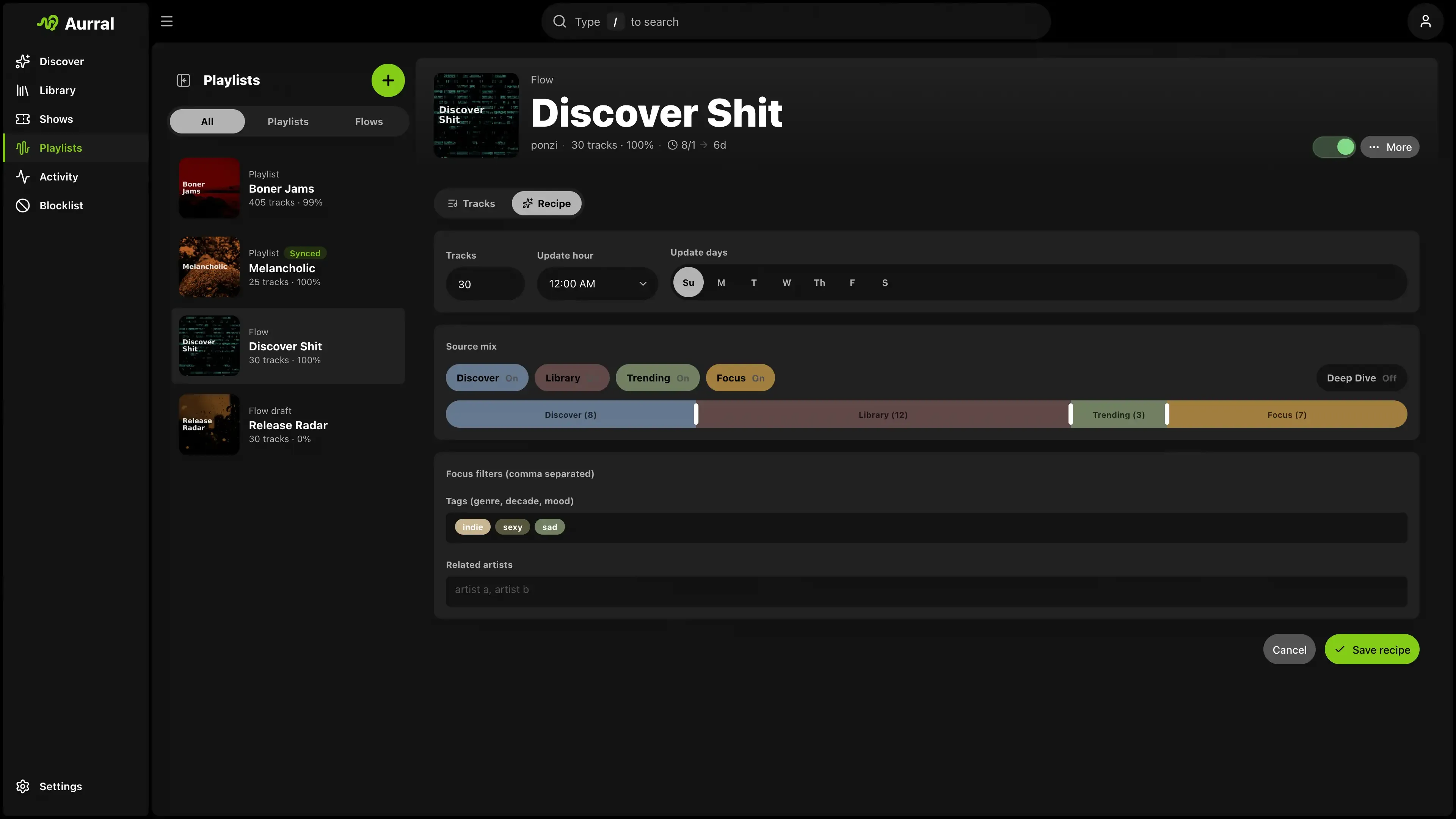 Aurral flow editor
