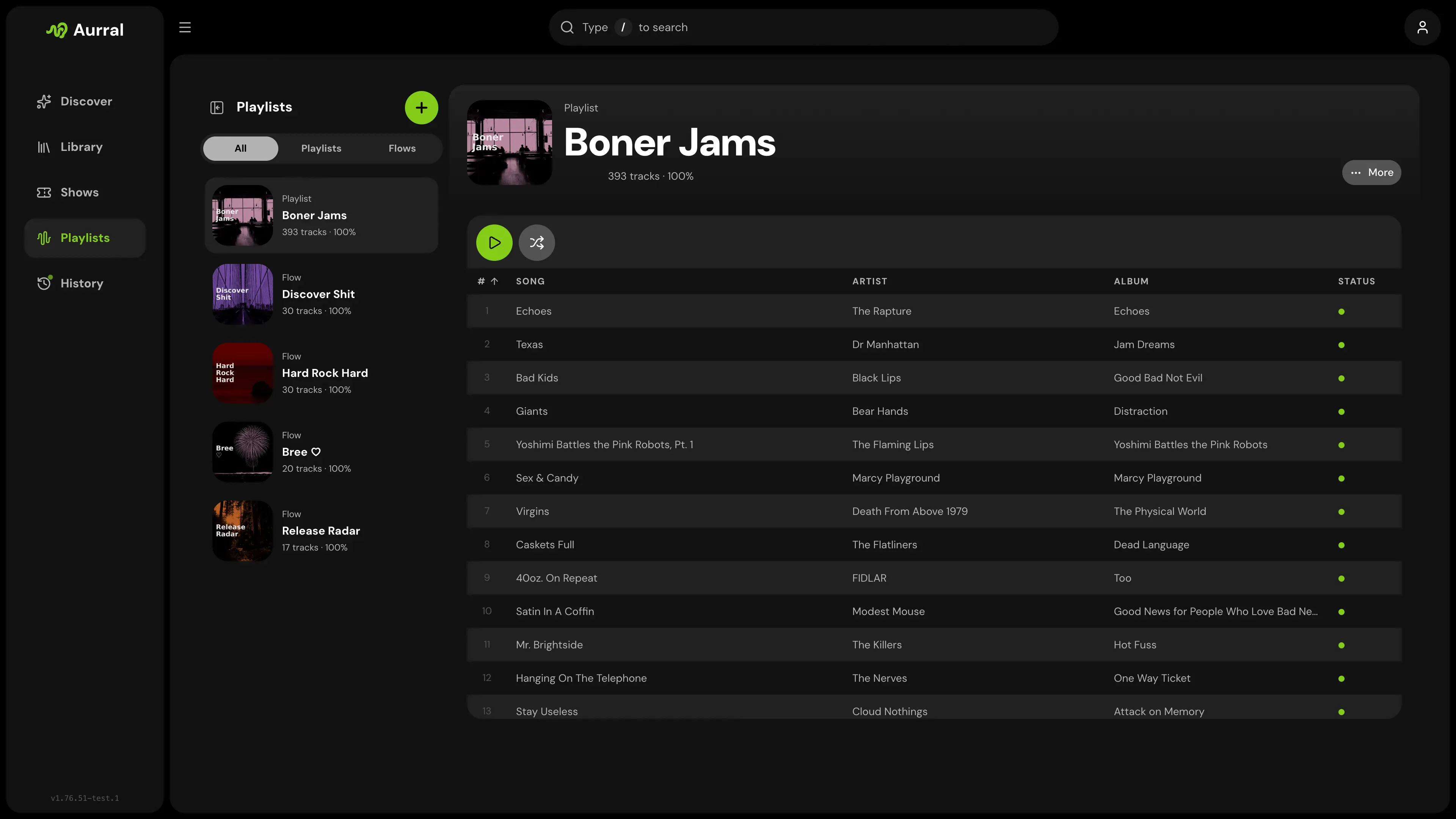 Aurral playlists